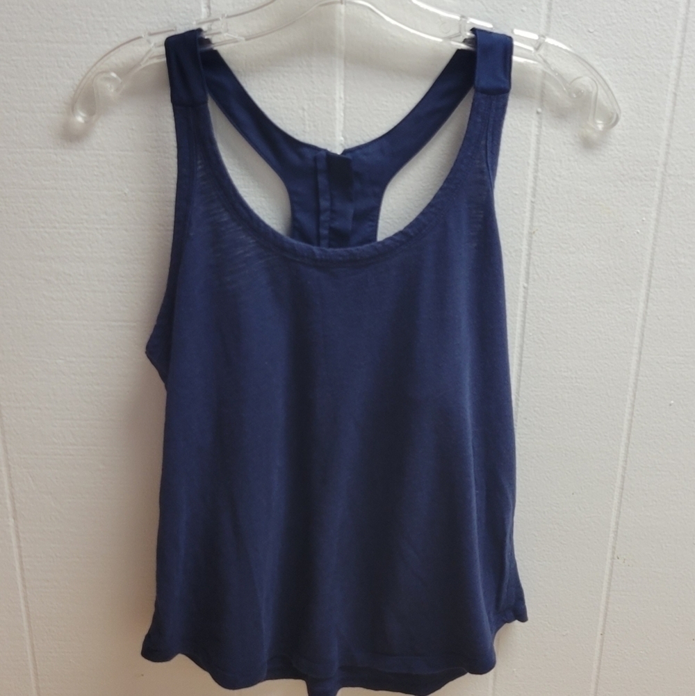 Banana Republic Navy Racerback zip top